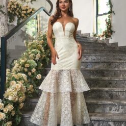 Robe De Mariée Sirène Bustier Blanche image 11 | Soirée Blanche