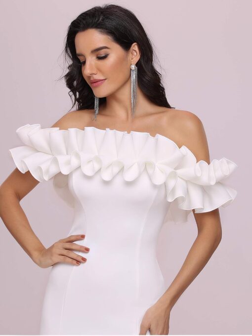 Robe de mariée sirène en dentelle florale avec manches en tulle détachables – Image 5