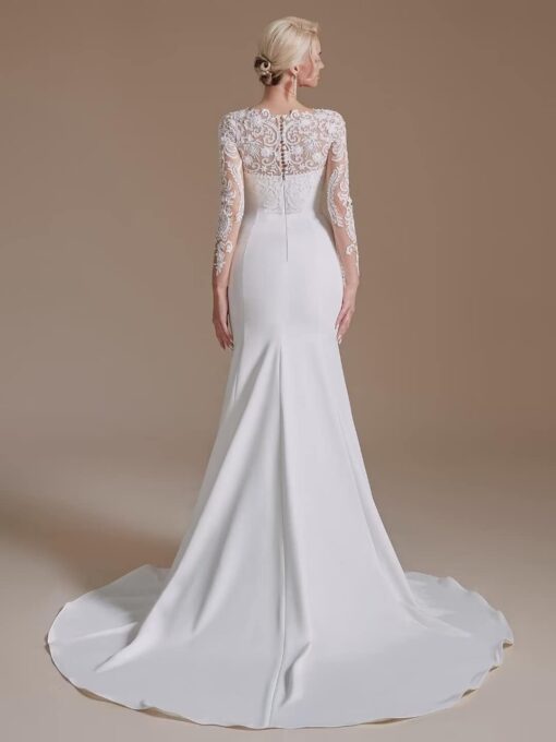 Robe de Mariée Simple Col V – Image 5