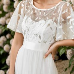 Robe de mariée ligne A bustier avec manches longues détachables image 18 | Soirée Blanche