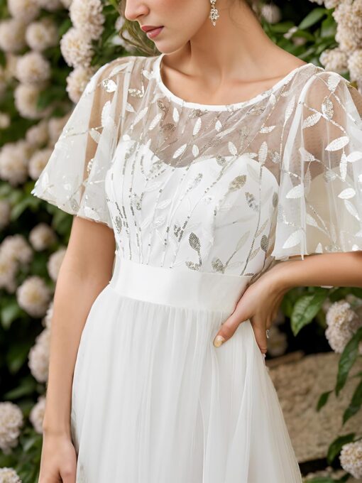 Robe de mariée ligne A bustier avec manches longues détachables – Image 7