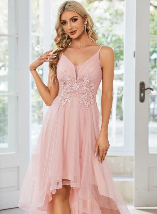 Robe de mariée A en satin avec poches et corsage illusion – Image 6