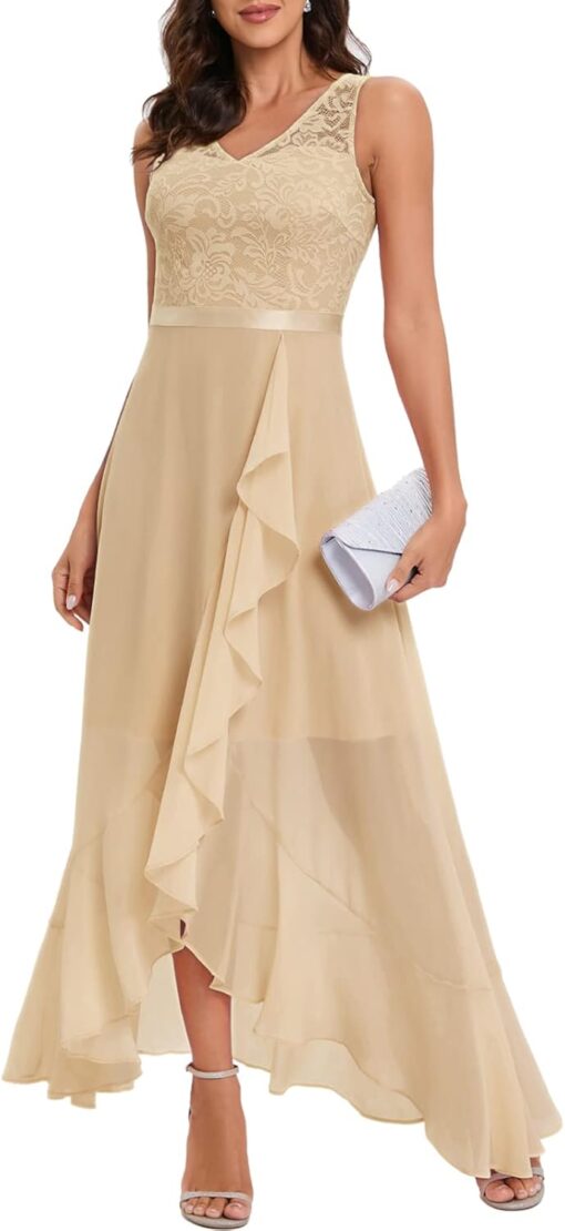 Robe de mariée A en dentelle simple avec jupe en mousseline de soie