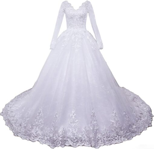 Robe De Mariée Hiver Manches Longues Blanche