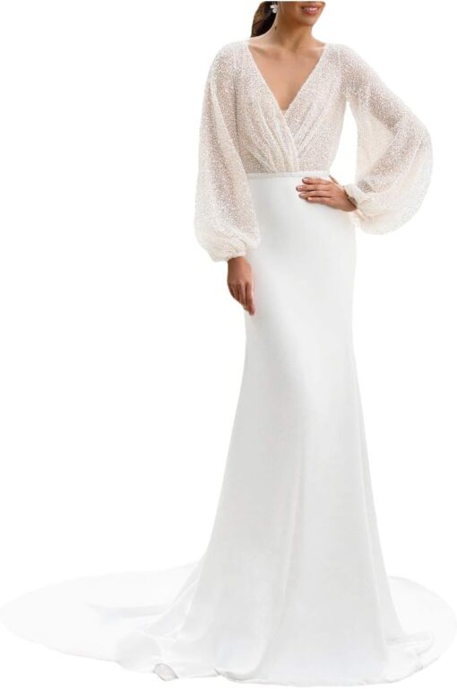 Robe De Mariée Sirène Dentelle Florale Blanche