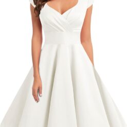 Robe Vintage Cocktail Plissée aux Genoux Robe Vintage Cocktail Plissée aux Genoux