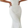 Robe De Mariée Sirène Blanche Manches Tombantes
