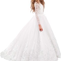 Robe De Mariée Fluide Haut Illusion à Dentelle Florale et Perlé Robe De Mariée Fluide Haut Illusion à Dentelle Florale et Perlé