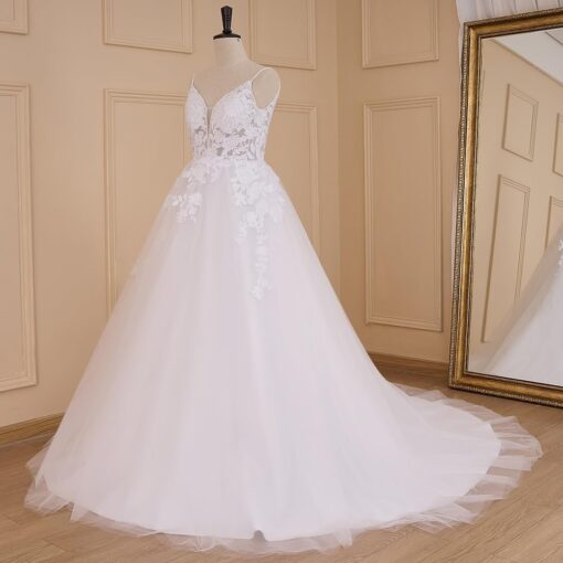 Robe De Mariée Dentelle Vintage Blanche – Image 5