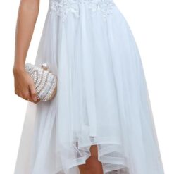 Robe de mariée col V plongeant avec motifs floraux image 8 | Soirée Blanche