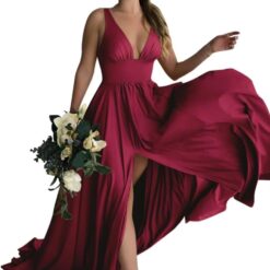 Robe de demoiselle dʼhonneur longue à épaules fendues Robe de demoiselle dʼhonneur longue à épaules fendues