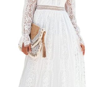 Robe De Mariée A Dentelle Florale A Manches Longues Illusion