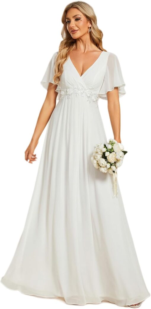 Robe De Mariée Grande Taille Manches Tombantes – Image 2
