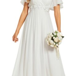Robe de mariée romantique en dentelle pailletée à manches courtes Robe de mariée romantique en dentelle pailletée à manches courtes