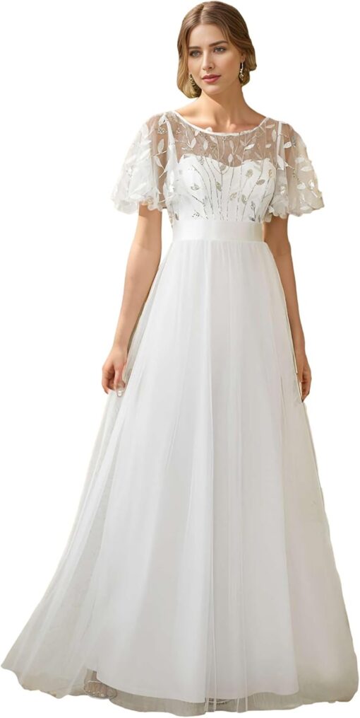 Robe de mariée ligne A bustier avec manches longues détachables