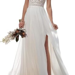 Robe de mariée en dentelle florale avec bretelles détachables aux épaules Robe de mariée en dentelle florale avec bretelles détachables aux épaules