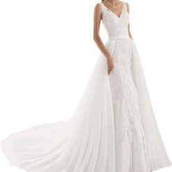 Robe de mariée sirène en tulle et dentelle à cœur ouvert Robe de mariée sirène en tulle et dentelle à cœur ouvert