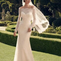 Robe de mariée ajustée et évasée avec broderies et col V image 11 | Soirée Blanche