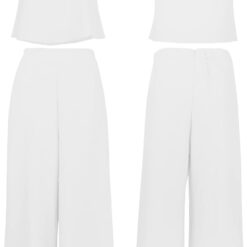 Combinaison féminine pour femmes 2 pièces, Chemise longue + Pantalon taille haute image 18 | Soirée Blanche Combinaison féminine pour femmes 2 pièces, Chemise longue + Pantalon taille haute image 17 | Soirée Blanche