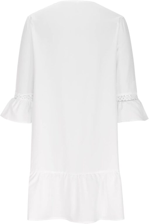 Robe Blanche Dentelle Courte – Image 3