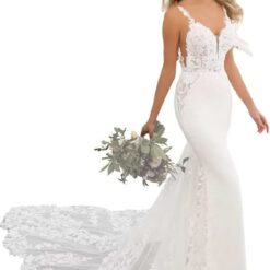 Robe de mariée sirène avec dos en dentelle fantaisie Robe de mariée sirène avec dos en dentelle fantaisie