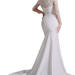 Robe De Mariée Sirène Dentelle Florale Blanche Robe De Mariée Sirène Dentelle Florale Blanche