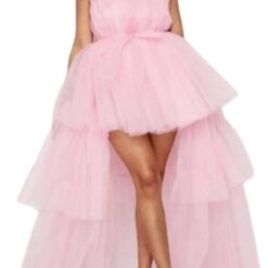 Robe de bal à corsage perlé avec jupe en tulle et volants brillants Robe de bal à corsage perlé avec jupe en tulle et volants brillants