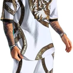 Ensemble Blanc deux pièces comprenant un T-shirt à manches courtes décontracté à bordure de couleur contrastée tricotée et un short pour le printemps et l’été Ensemble Blanc deux pièces comprenant un T-shirt à manches courtes décontracté à bordure de couleur contrastée tricotée et un short pour le printemps et l’été