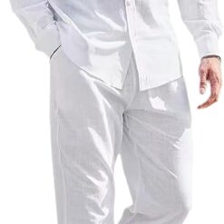 Ensemble Décontracté 2pcs en Lin et Coton pour Hommes Ensemble Décontracté 2pcs en Lin et Coton pour Hommes