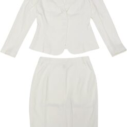 Ensemble Femme de Taille Libre 2 Pièces avec Jupe Courte et Blazer à Manches Longues Ensemble Femme de Taille Libre 2 Pièces avec Jupe Courte et Blazer à Manches Longues