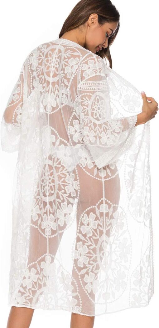 Robe Plage Blanche Dentelle – Image 4