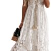 Robe Bohème Évasée en Volants avec Pompon