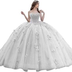 Robe De Mariée Princesse Scintillante Appliques Florales Robe De Mariée Princesse Scintillante Appliques Florales