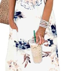 Robe d’Eté Longue sans Manches avec Poches Blanc Robe d’Eté Longue sans Manches avec Poches Blanc