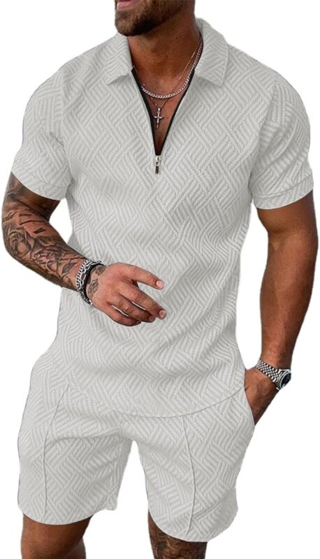 GuliriFe Survêtement de sport pour homme - Ensemble de jogging - Fermeture éclair intégrale - Décontracté - Blanc - M GuliriFe Survêtement de sport pour homme - Ensemble de jogging - Fermeture éclair intégrale - Décontracté - Blanc - M