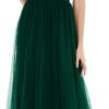 Robe de demoiselle dʼhonneur perlé et col en V illusion