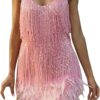 Robe Blanche De Soirée À Franges Et Sequins