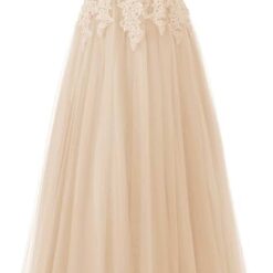 Robe de mariée A à bretelles spaghetti champagne romantique Robe de mariée A à bretelles spaghetti champagne romantique