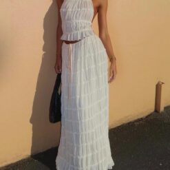 Ensemble pour femme érotique d'été : Dos nu et dessous plissé image 16 | Soirée Blanche