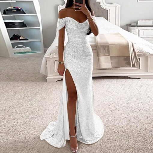 Robe De Cocktail Longue Noir Et Blanche – Image 3