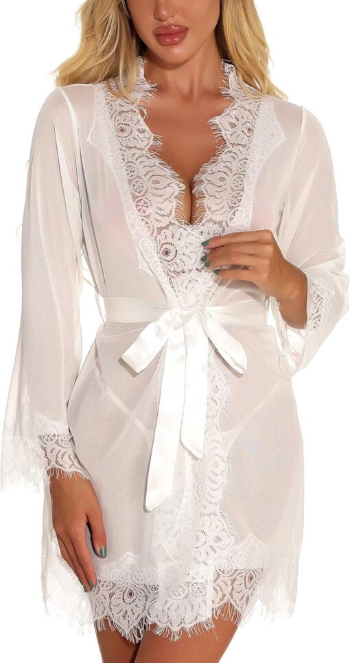 Robe De Chambre Dentelle Blanche