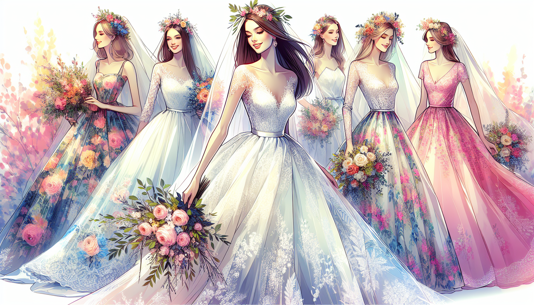 Robes de mariée pour les mariages à thème couleur