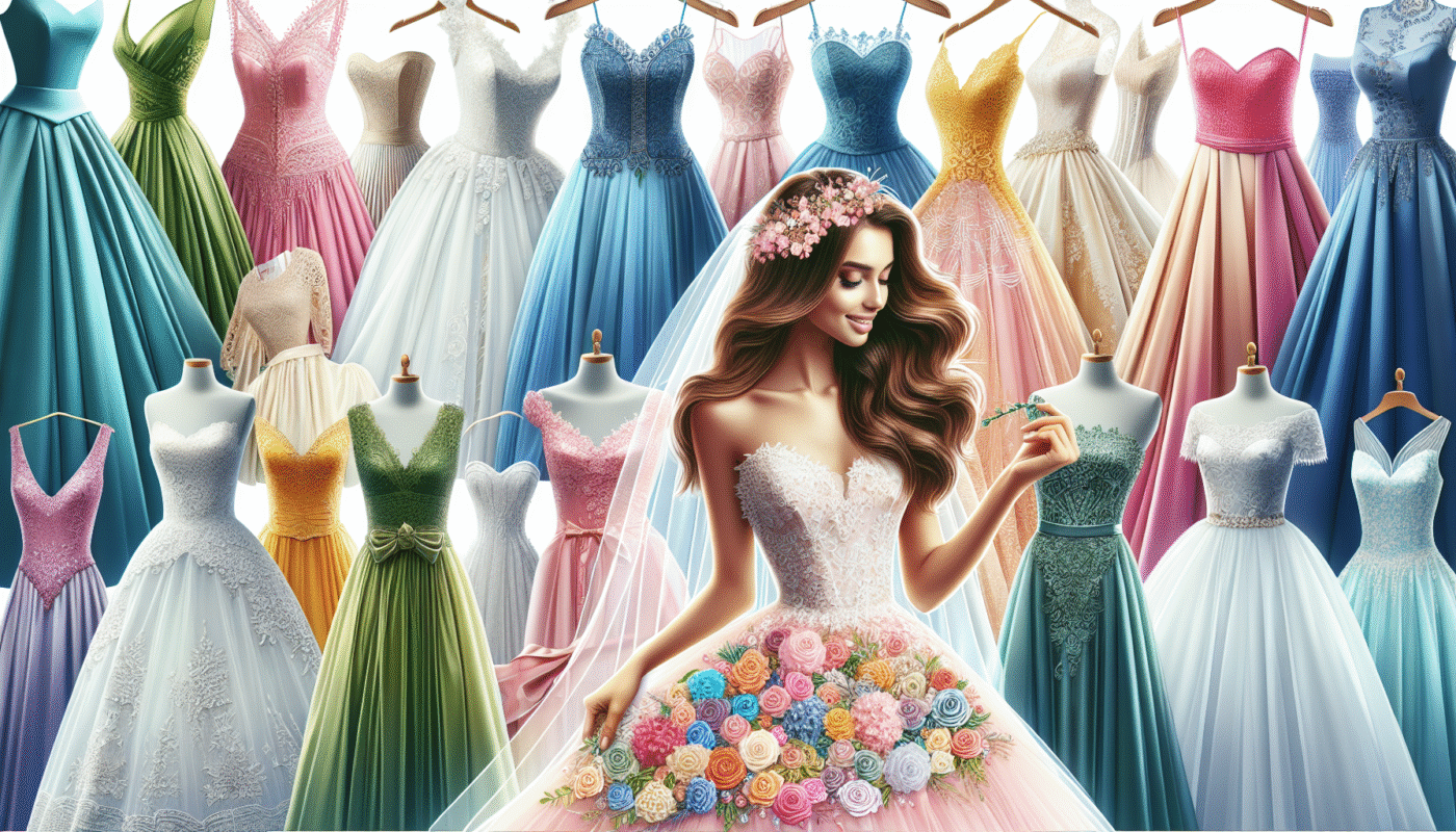 Robes de mariée pour les mariages à thème couleur