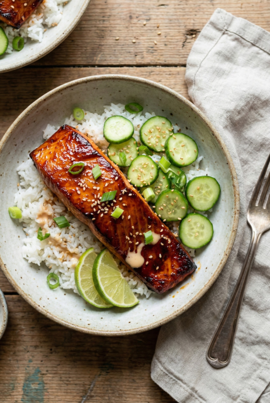 Bols de saumon collants au gochujang et au miel (moins de 20 minutes)