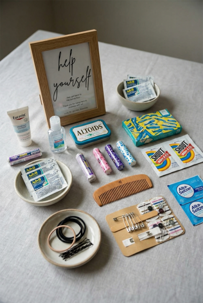 17 détails de mariage que les gens jugent à la seconde où ils entrent image 6 | Soirée Blanche panier de salle de bain de mariage