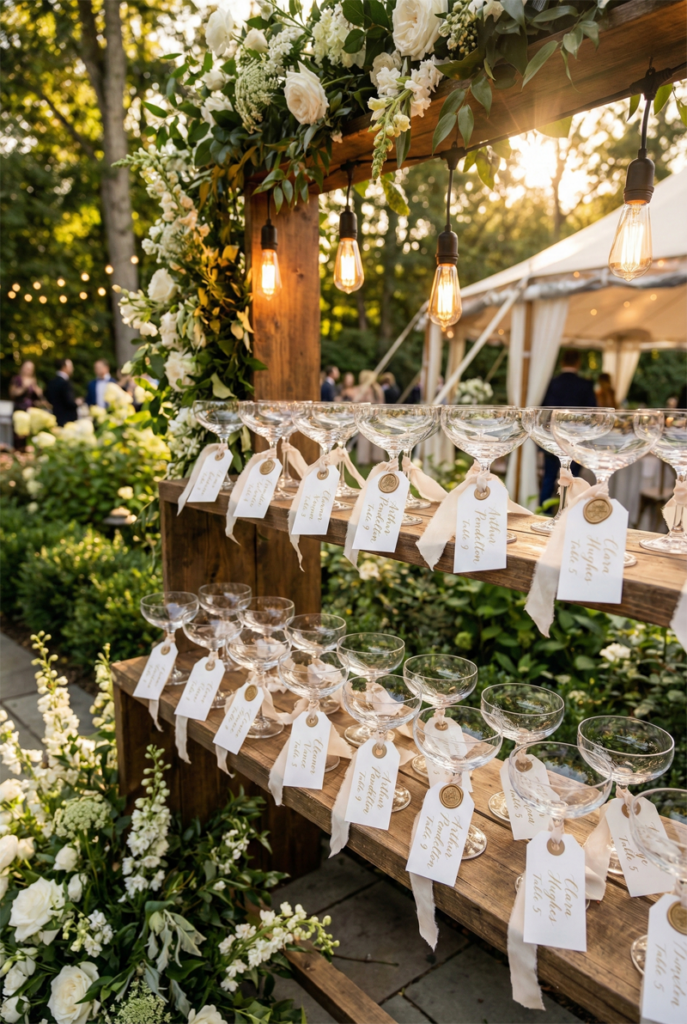 coupes de champagne cartes de sièges mariage