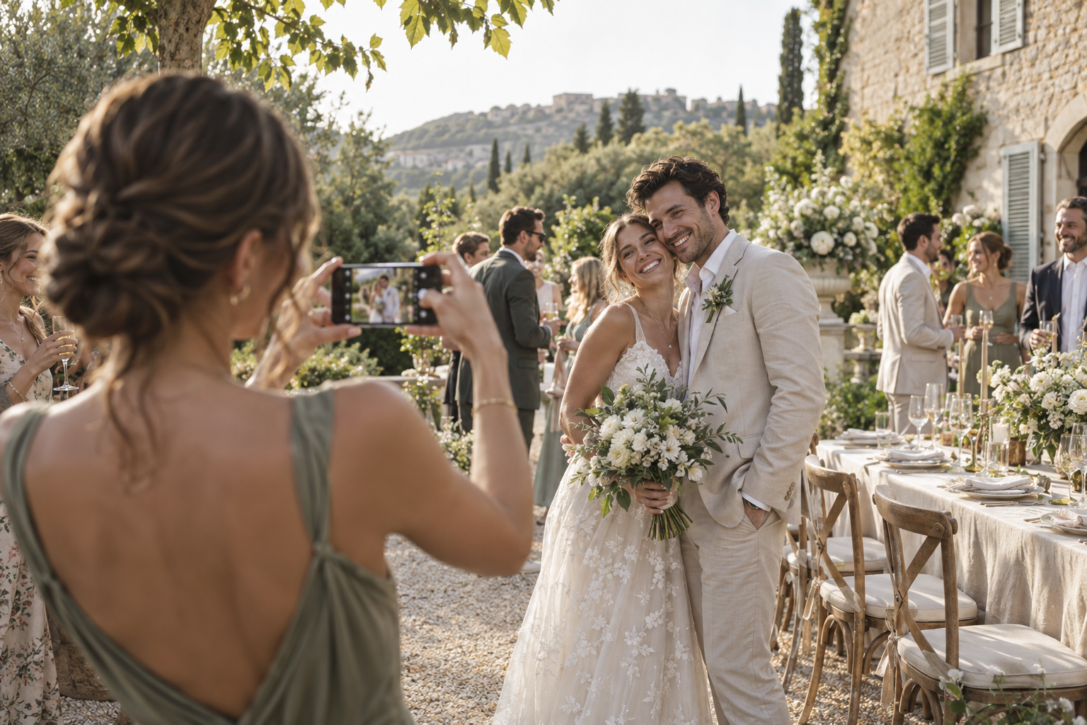 Les mariés photographiés par un invité lors de leur réception